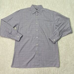 Ermenegildo Zegna Dress Shirt Mens Large Purple Check Long Sleeve Button*